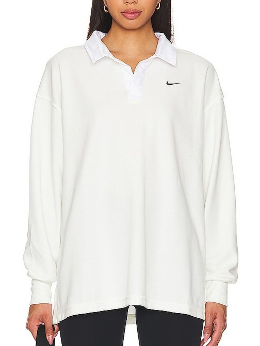 Like New! Nike Essential oversized long sleeve polo in sail white